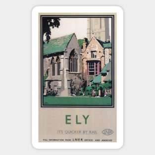 Ely, Cambridgeshire - Vintage Railway Travel Poster - 1923-1947 Sticker